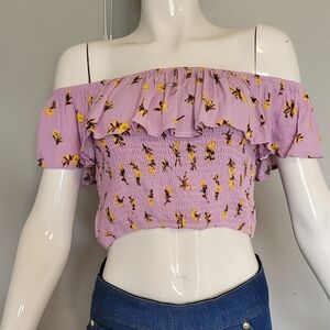 Francesca's Floral OTS Crop Top, BNWT, Size L